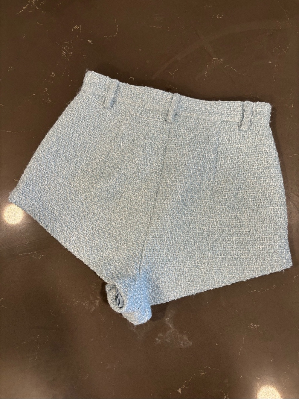 Amanda Uprichard Light Blue Tweed / Bouclé Shorts - Picture 2 of 8